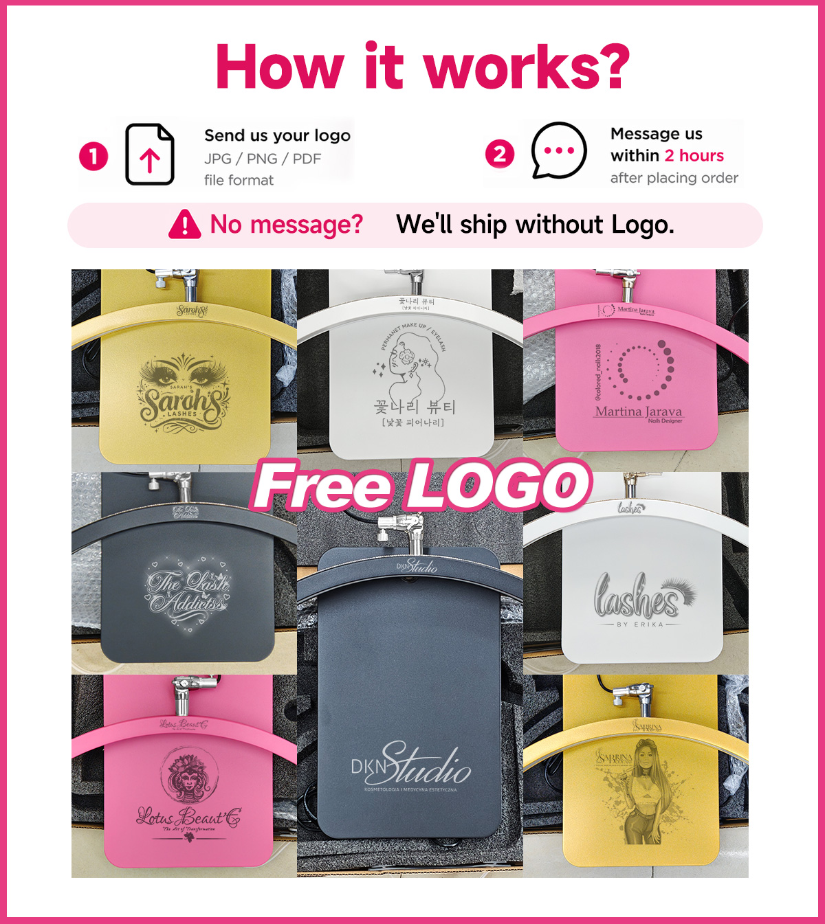 Free LOGO LED Half Moon Lash L - Eyelash Extension No 9 评论和价格
