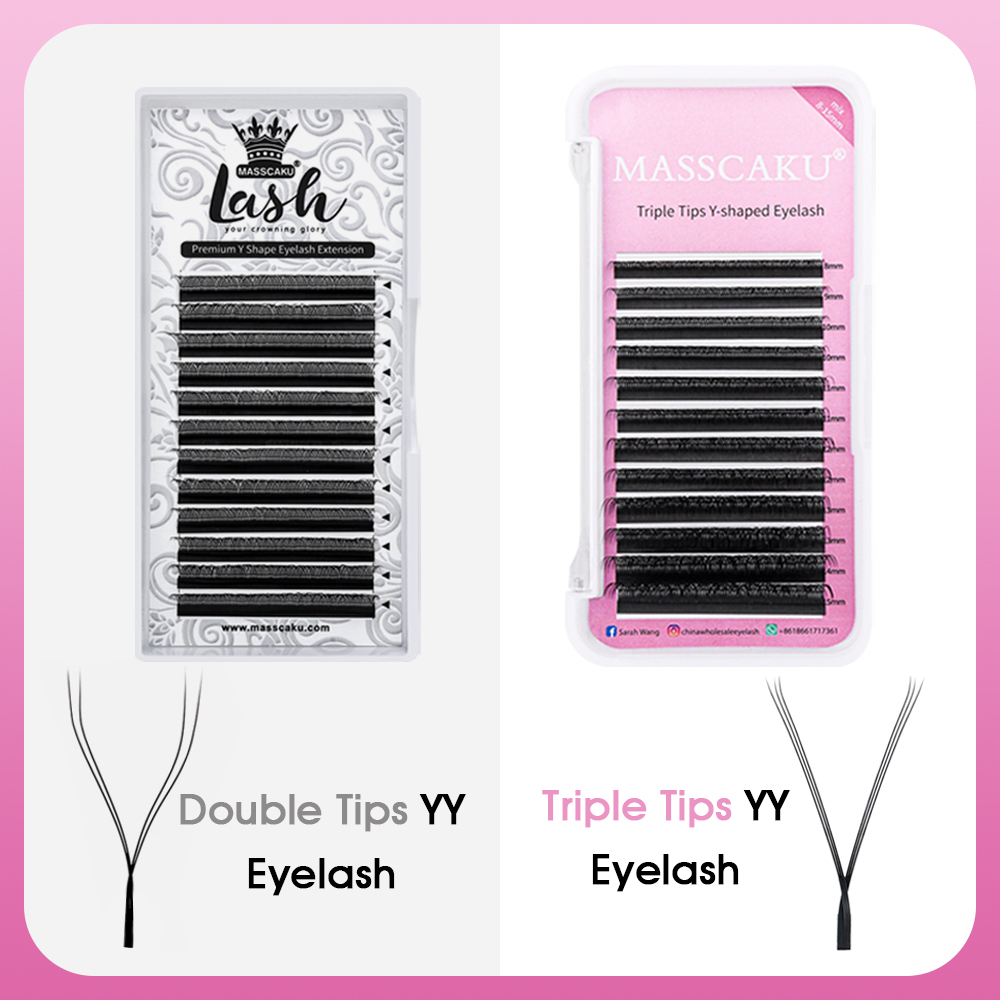 10cases/lot MASSCAKU YY Shape  - Eyelash Extension Double Volume 评论和价格